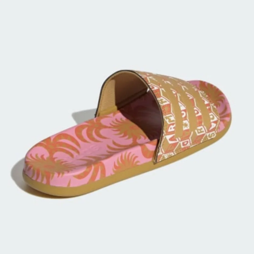NIB FARM Rio Slide Sandals Adidas Collab Pink Abstract Floral Women's Size 10